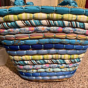 Coiled fabric rope basket